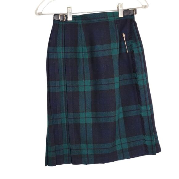 O'Neil of Dublin Plaid Kilt Irish Wrap Wool Blend Pin Tartan Blue Women 32 - Picture 2 of 12